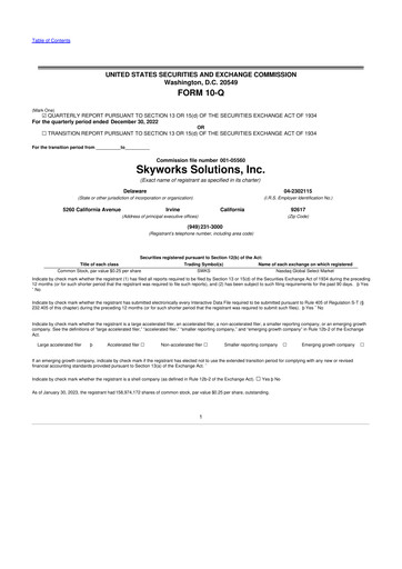 Vorschaubild Skyworks Solutions
 10-Q Quartalsbericht  