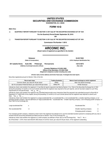 Thumbnail Howmet Aerospace
 10-Q Quarterly Report FY2019 