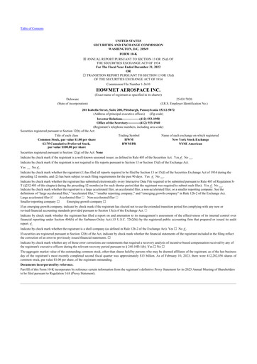 Thumbnail Howmet Aerospace
 10-K Annual Report 2022