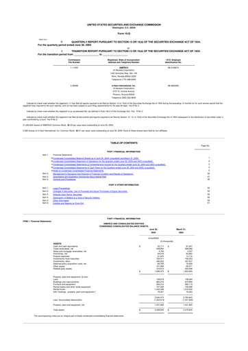 Thumbnail U-Haul 10-Q Quarterly Report FY 