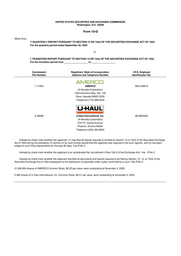 Thumbnail U-Haul 10-Q Quarterly Report FY 