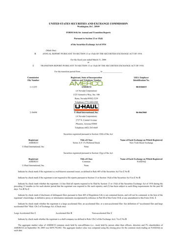 Miniature U-Haul 10-K Rapport annuel 