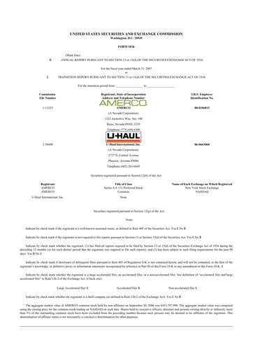 Miniature U-Haul 10-K Rapport annuel 