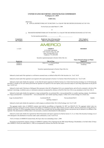 Miniature U-Haul 10-K Rapport annuel 