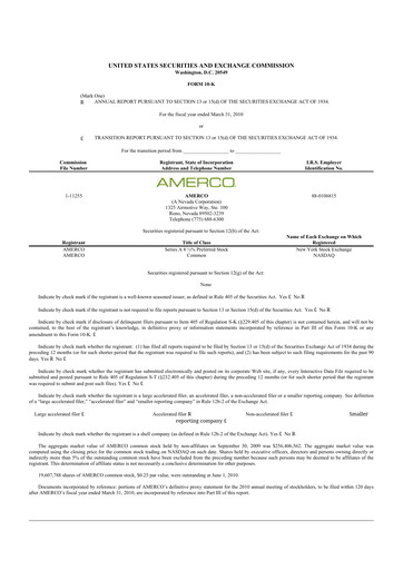 Miniature U-Haul 10-K Rapport annuel 