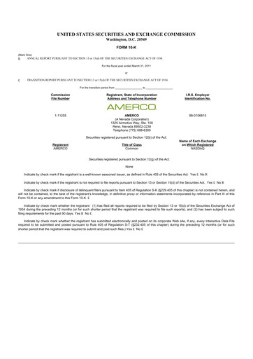 Miniature U-Haul 10-K Rapport annuel 