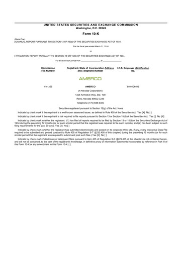 Miniature U-Haul 10-K Rapport annuel 2014