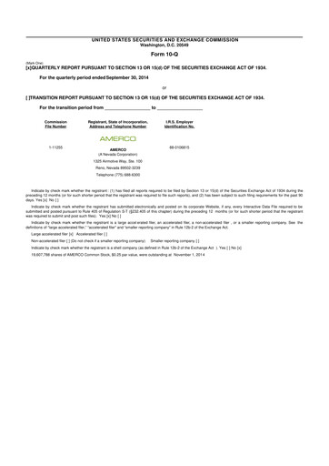 Thumbnail U-Haul 10-Q Quarterly Report FY2015 