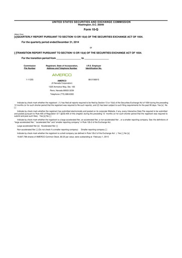 Thumbnail U-Haul 10-Q Quarterly Report FY2015 