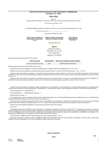 Miniature U-Haul 10-K Rapport annuel 2021