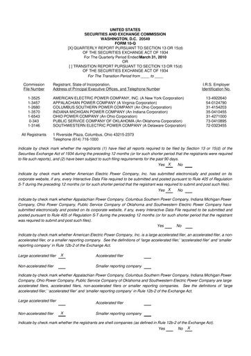 Miniature American Electric Power 10-Q Rapport trimestriel  