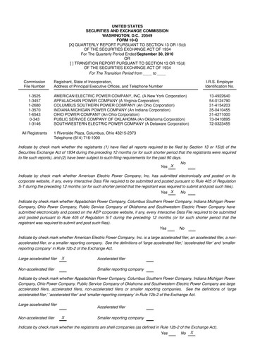 Thumbnail American Electric Power 10-Q Quarterly Report FY2010 