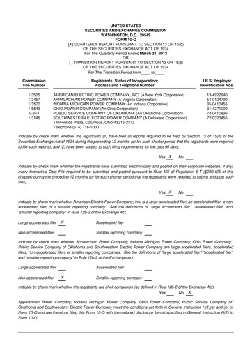 Thumbnail American Electric Power 10-Q Quarterly Report FY2013 