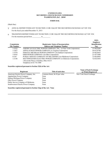 Thumbnail American Electric Power 10-K Annual Report 2013