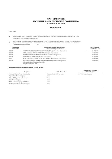 Thumbnail American Electric Power 10-K Annual Report 2015