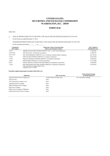 Thumbnail American Electric Power 10-K Annual Report 2018