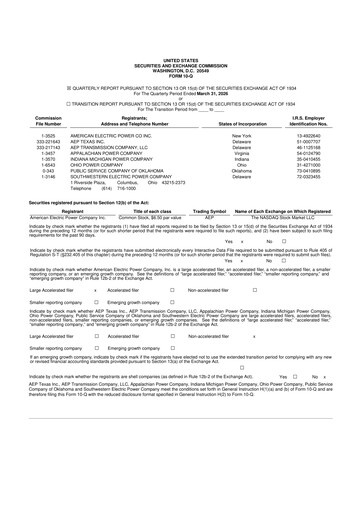Miniature American Electric Power 10-Q Rapport trimestriel  