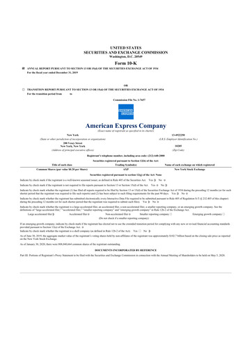 Thumbnail American Express 10-K Annual Report 2019