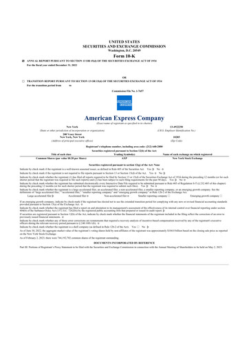 Thumbnail American Express 10-K Annual Report 2022