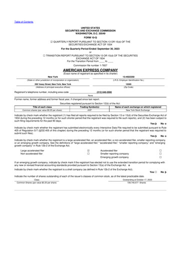 Thumbnail American Express 10-Q Quarterly Report FY2023 