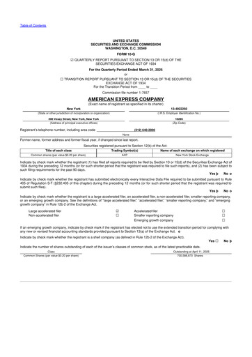 Thumbnail American Express 10-Q Quarterly Report FY2025 