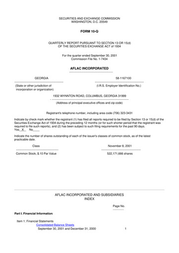 Vorschaubild Aflac 10-Q Quartalsbericht  