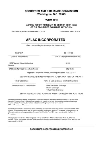 Thumbnail Aflac 10-K Annual Report 2001