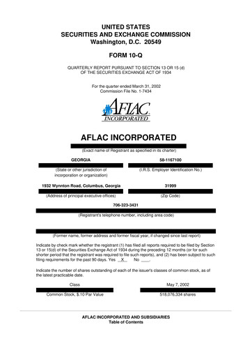 Thumbnail Aflac 10-Q Quarterly Report FY 