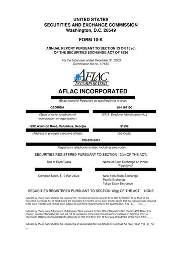 Vorschaubild Aflac 10-K Jahresbericht 