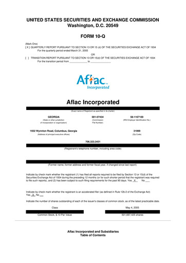 Thumbnail Aflac 10-Q Quarterly Report FY 