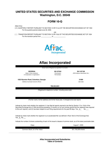 Thumbnail Aflac 10-Q Quarterly Report FY 