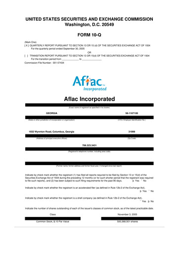 Thumbnail Aflac 10-Q Quarterly Report FY 