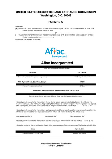 Thumbnail Aflac 10-Q Quarterly Report FY 