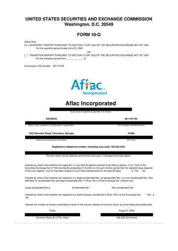 Thumbnail Aflac 10-Q Quarterly Report FY 