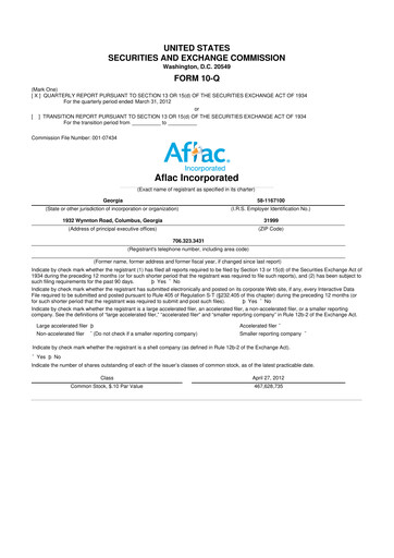 Vorschaubild Aflac 10-Q Quartalsbericht 2012 