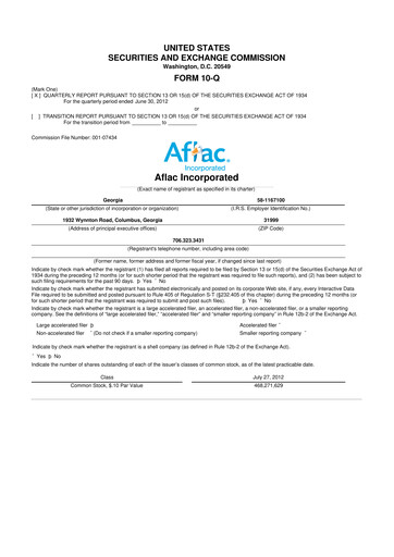 Vorschaubild Aflac 10-Q Quartalsbericht 2012 