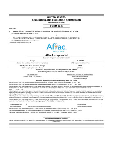 Thumbnail Aflac 10-K Annual Report 2012