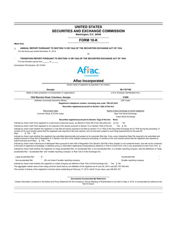 Thumbnail Aflac 10-K Annual Report 2014