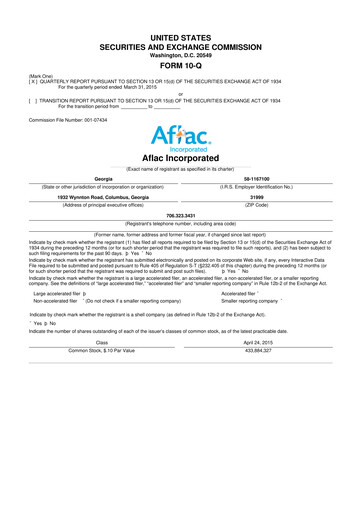 Vorschaubild Aflac 10-Q Quartalsbericht 2015 