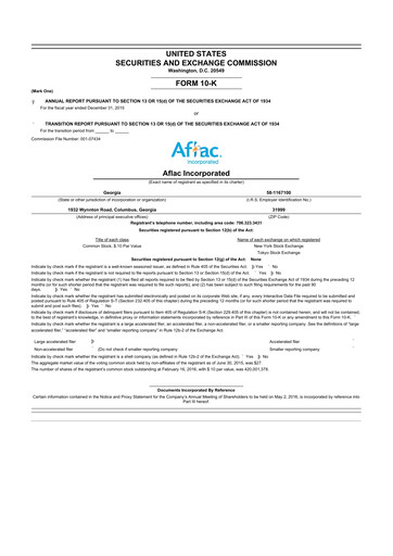 Thumbnail Aflac 10-K Annual Report 2015