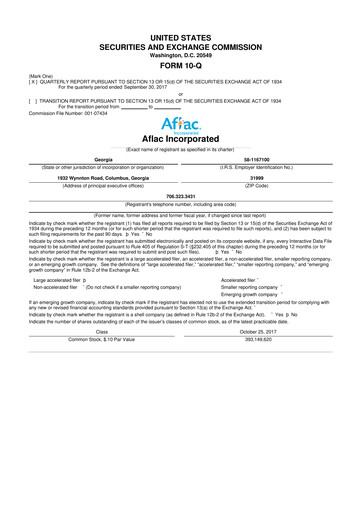 Vorschaubild Aflac 10-Q Quartalsbericht 2017 
