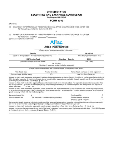 Vorschaubild Aflac 10-Q Quartalsbericht 2019 