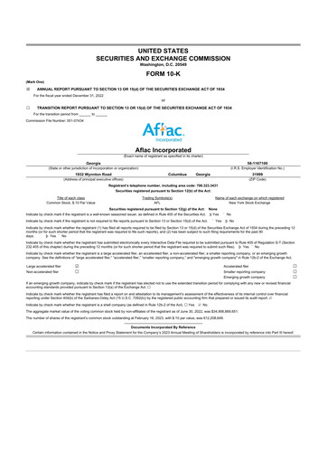 Thumbnail Aflac 10-K Annual Report 2022