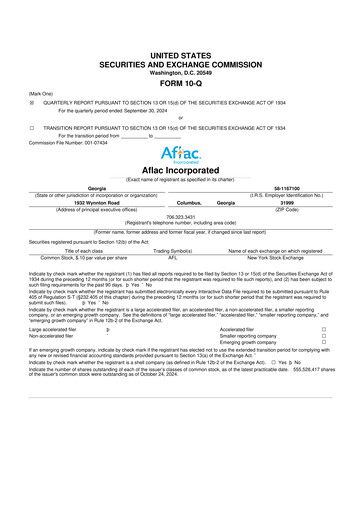 Vorschaubild Aflac 10-Q Quartalsbericht 2024 