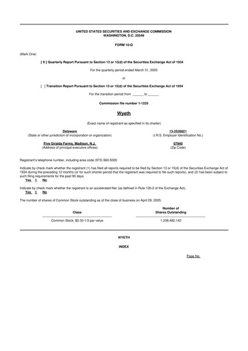 Miniature Wyeth 10-Q Rapport trimestriel  