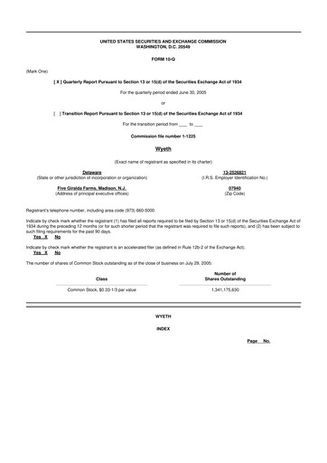 Miniature Wyeth 10-Q Rapport trimestriel  