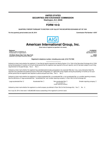 Miniature American International Group 10-Q Rapport trimestriel 2014 