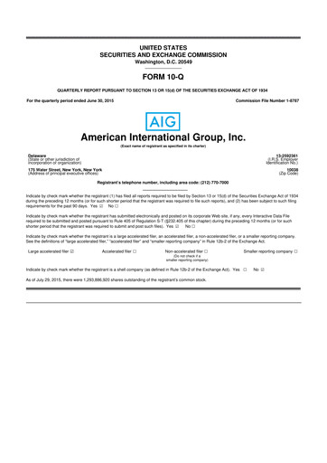 Miniature American International Group 10-Q Rapport trimestriel  