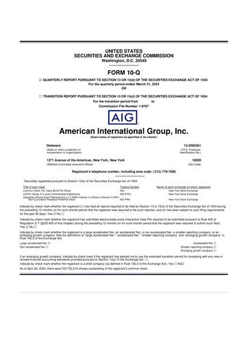 Miniature American International Group 10-Q Rapport trimestriel 2023 