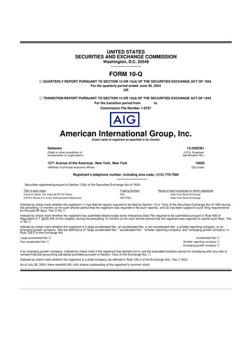 Miniature American International Group 10-Q Rapport trimestriel 2024 